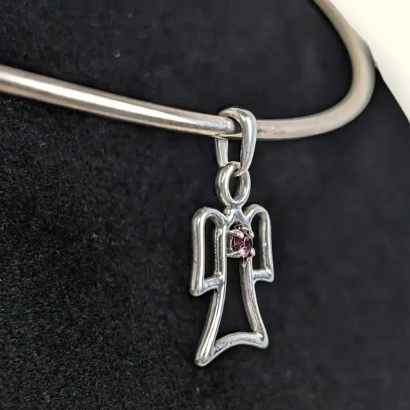 Vintage Sterling Angel Outline Pendant - Picture 2 of 6